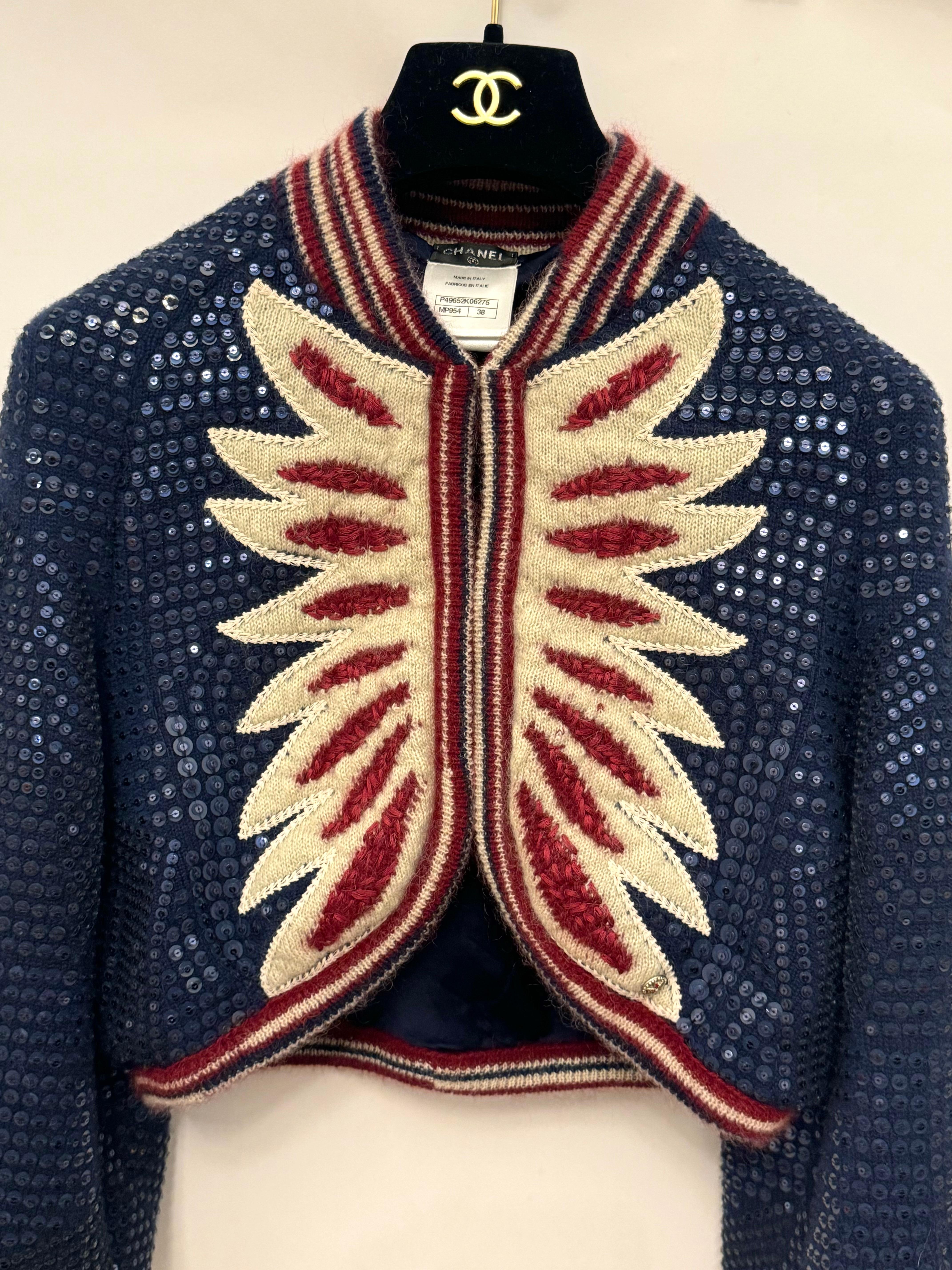 Rara giacca con paillettes Chanel métiers d'art Paris Dallas 2014 in vendita 1