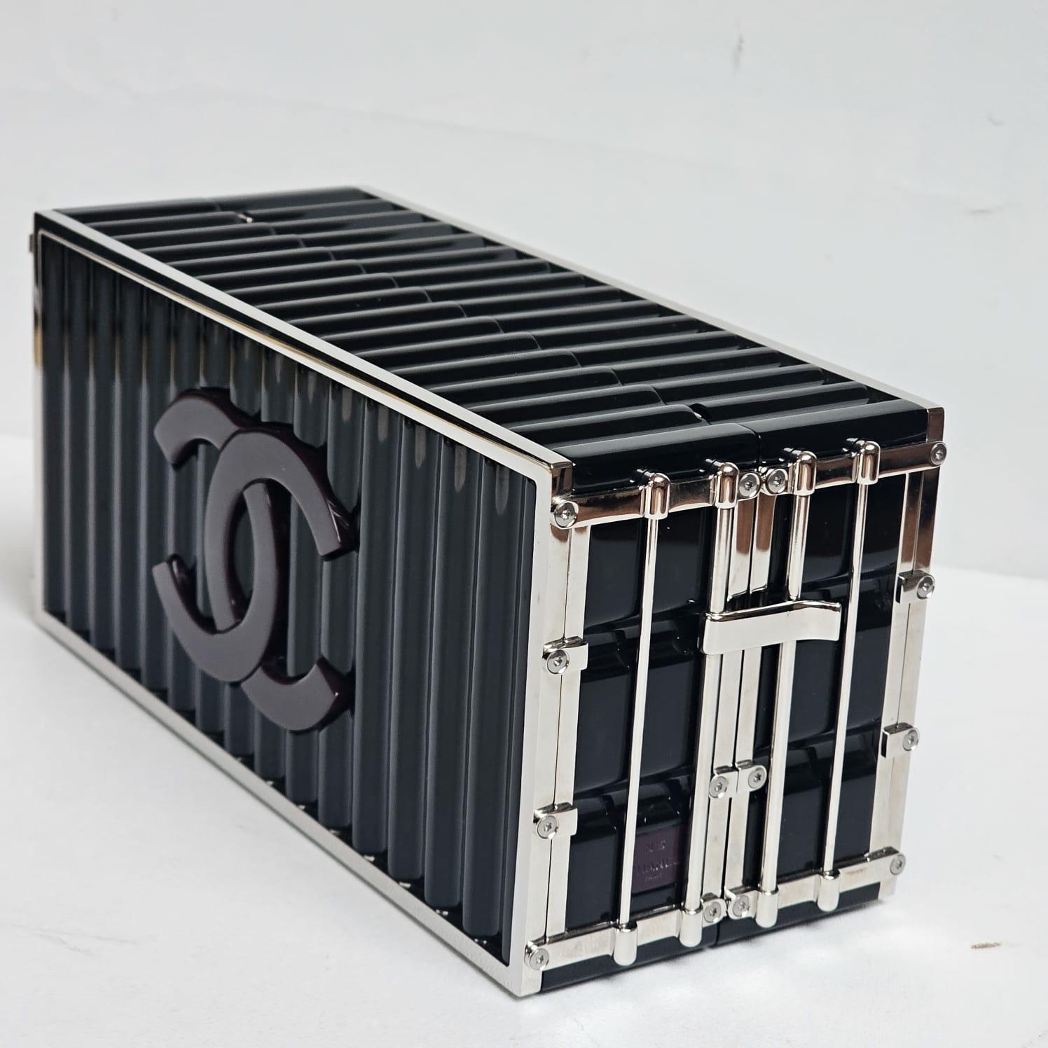 Rare Chanel Minaudiere Black Shipping Container Bag For Sale 7
