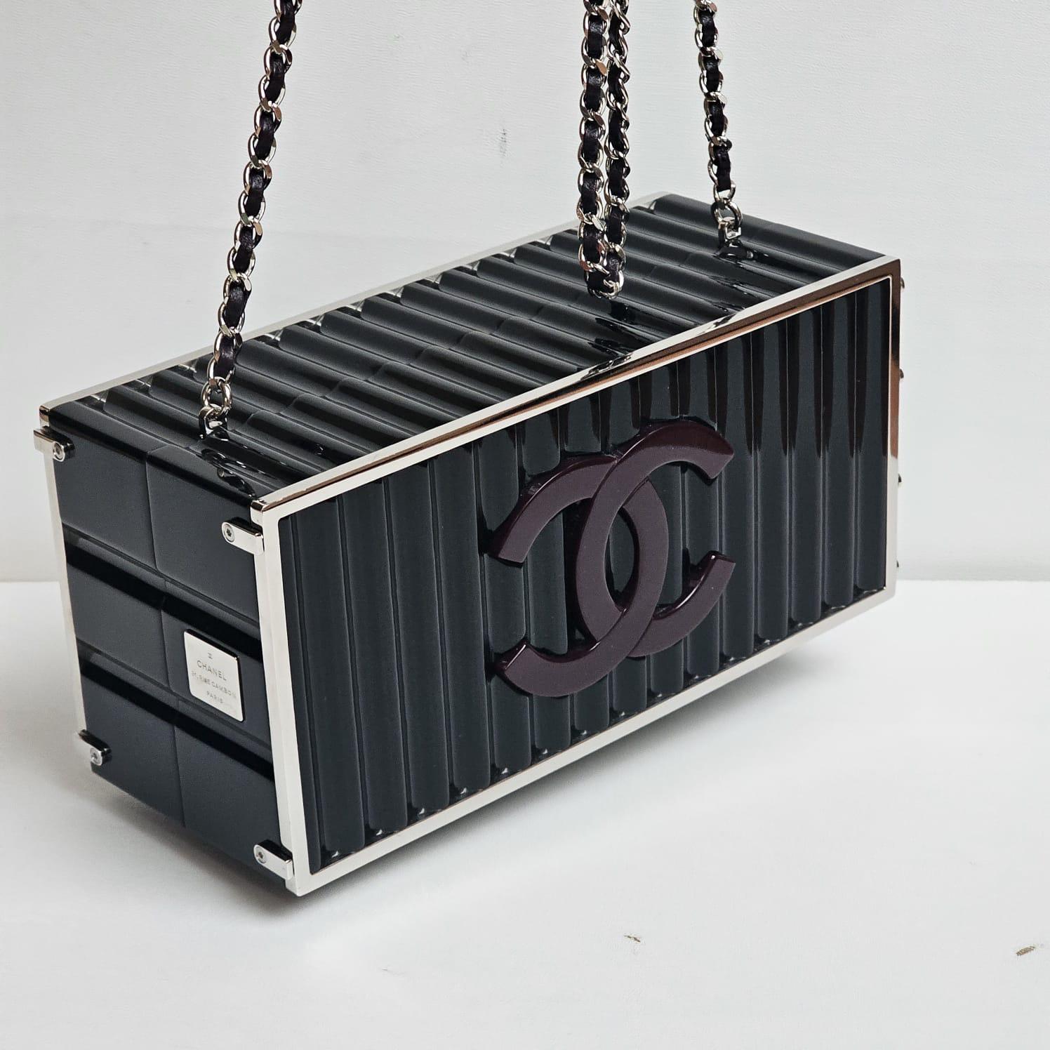 Women's or Men's Rare Chanel Minaudiere Black Shipping Container Bag For Sale