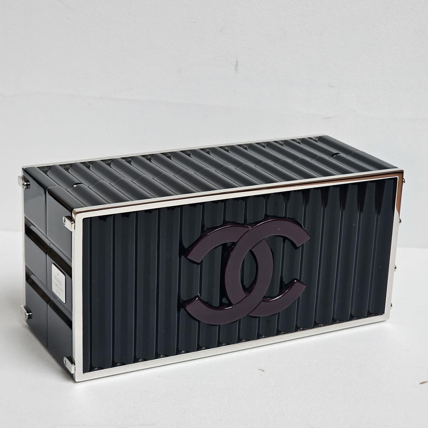 Rare Chanel Minaudiere Black Shipping Container Bag For Sale 5