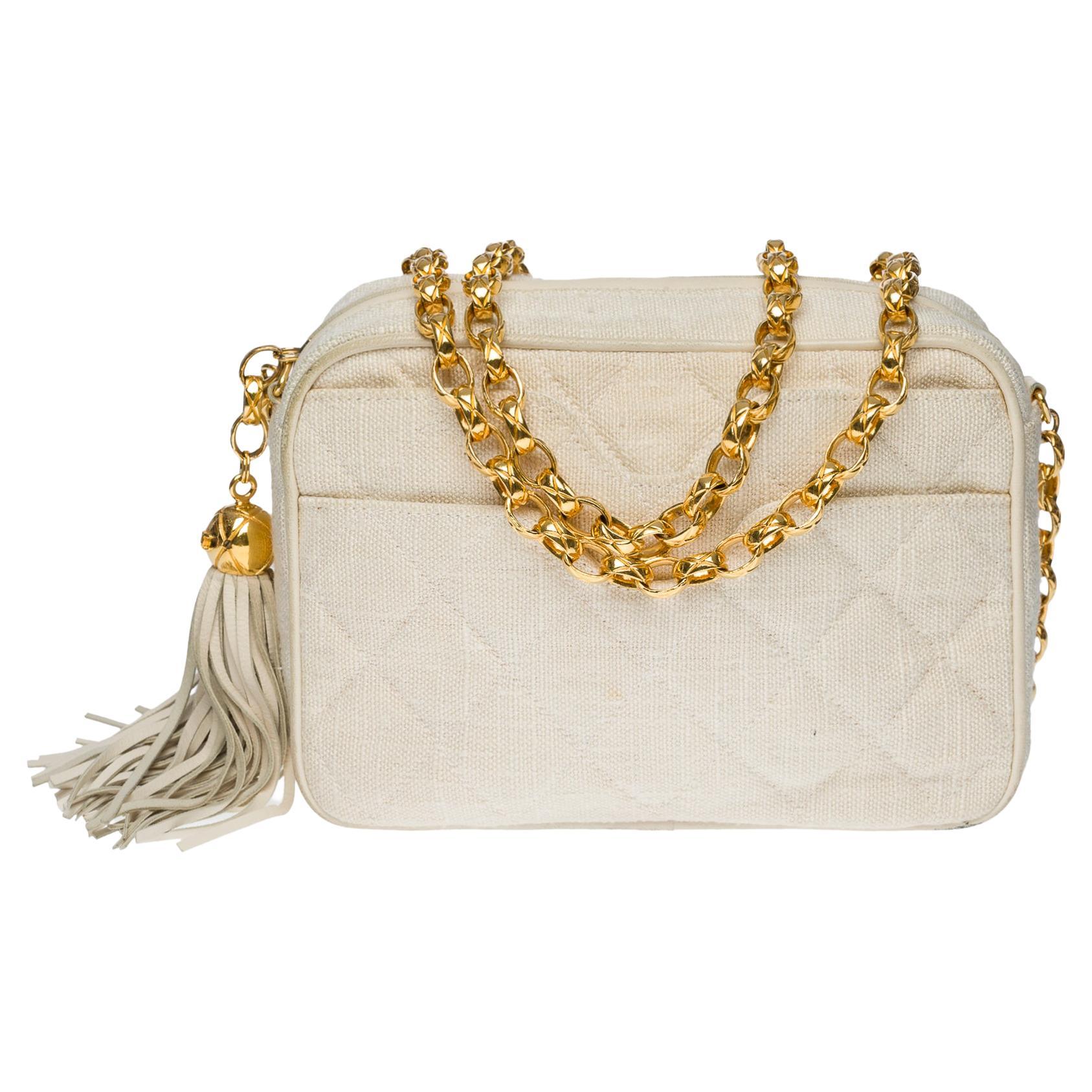 Chanel Timeless/Classic COCO 27 cm double flap bag in ecru quilted
