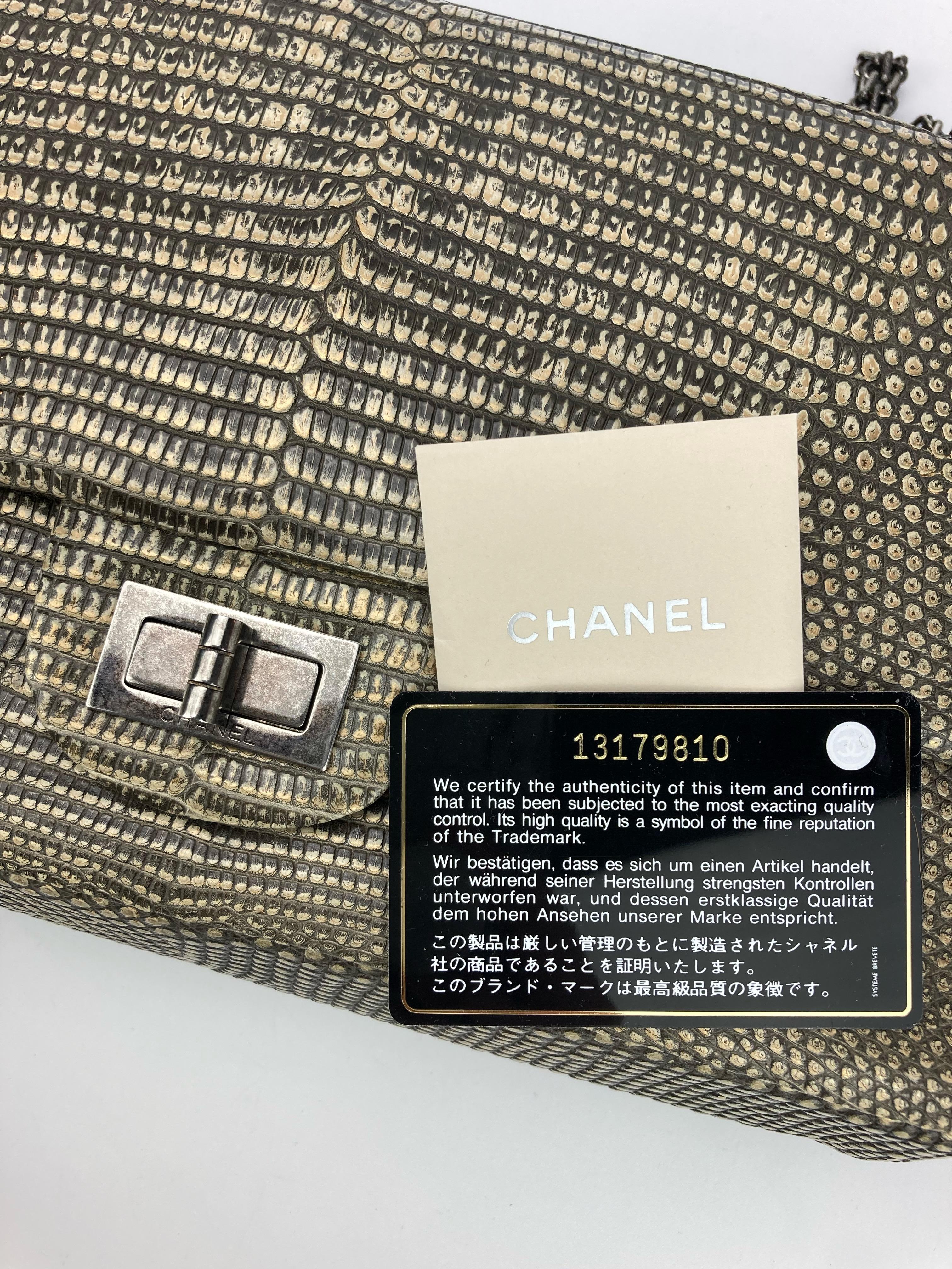 Chanel Rare sac à double rabat classique 227 en lézard naturel, réédition 8