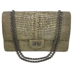 RARE Chanel Natural Lizard Double Flap Classic 227 Reissue
