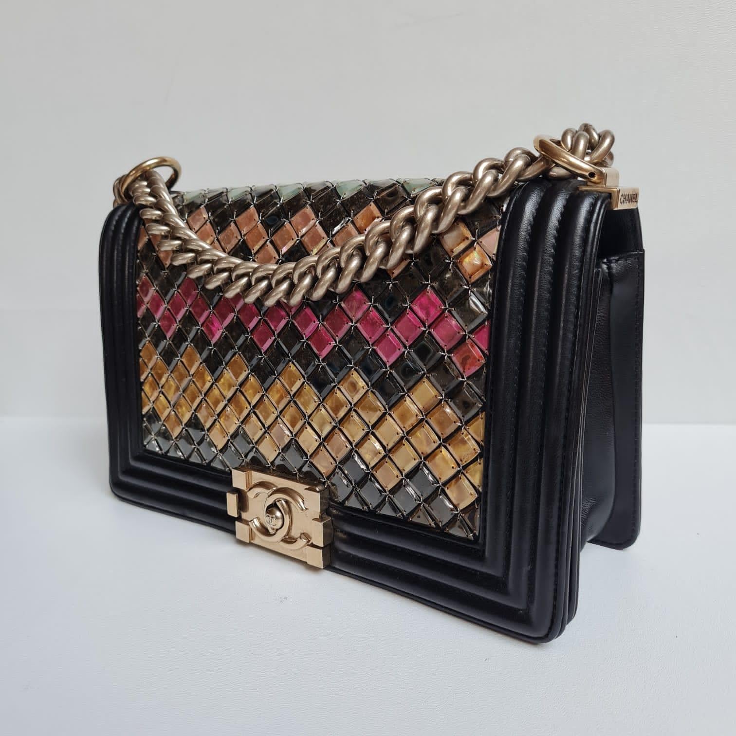 Women's or Men's Rare Chanel Old Medium Brasserie Mosaic Boy Bag For Sale