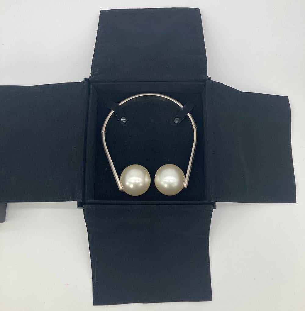 RARE Chanel Pearl Ball Choker with Box For Sale 5