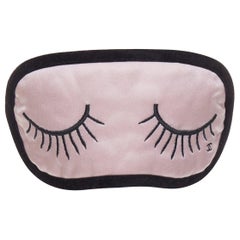 rare CHANEL pink 100% silk CC tear eyelash embroidery sleeping mask pouch set