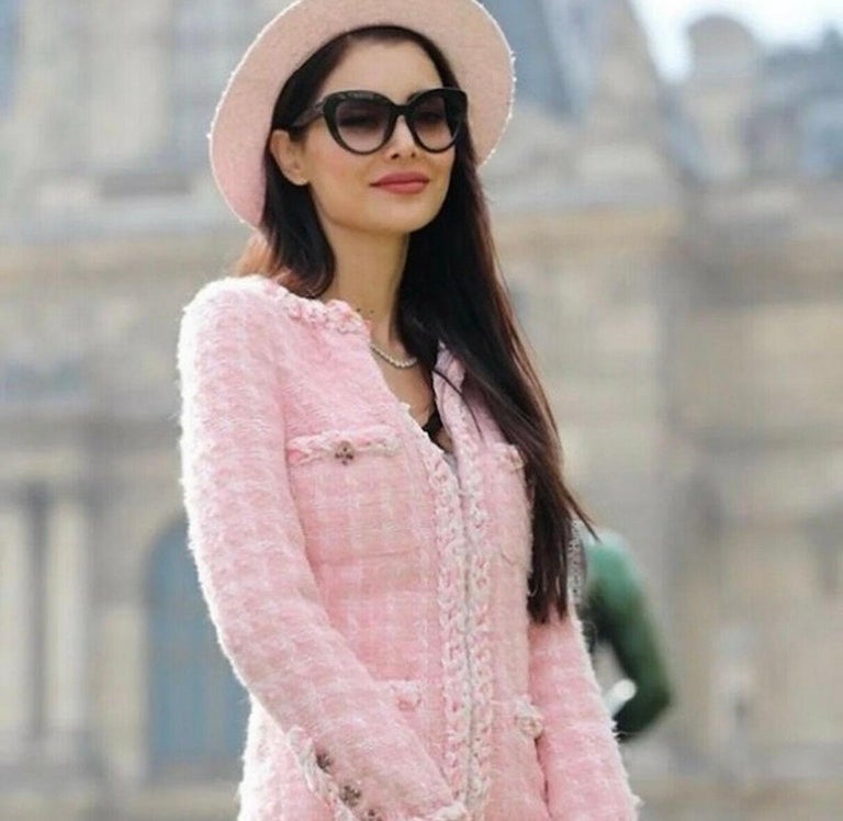 CHANEL Rare Pink Fantasy Tweed Jacket Skirt Suit Supermarket