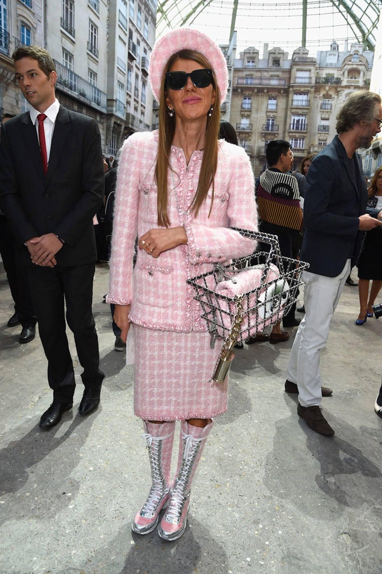 Pink Chanel Style Tweed Top and Skirt Set