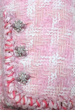 CHANEL Rare Pink Fantasy Tweed Jacket Skirt Suit Supermarket Collection 46