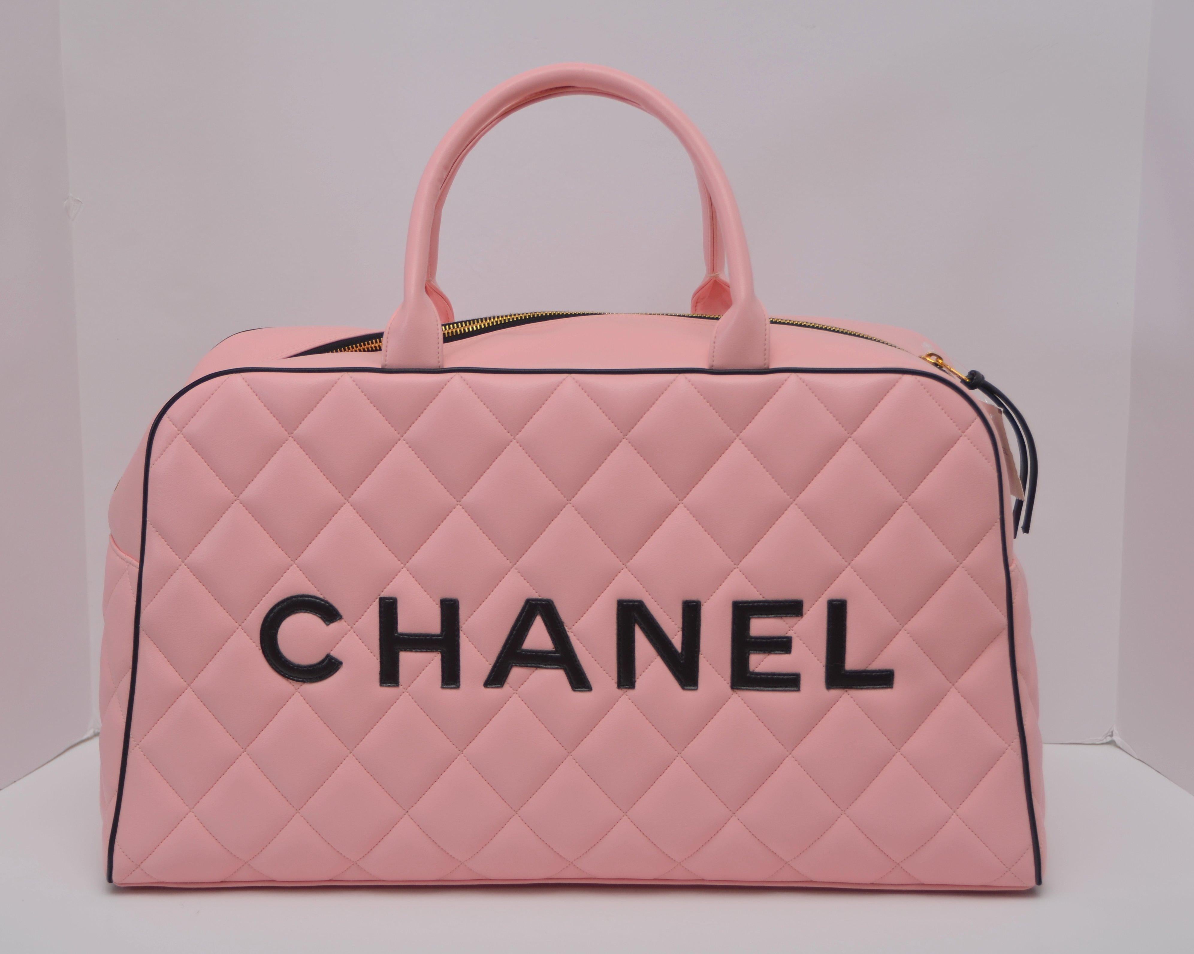 pink chanel duffle bag