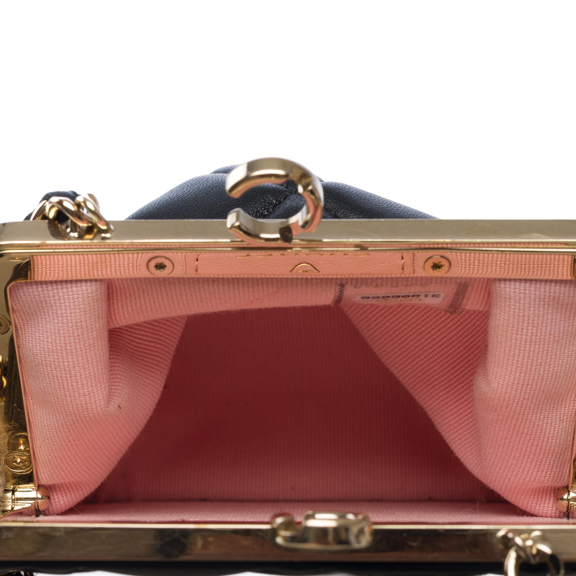 Rare Chanel Plexi Clutch shoulder flap bag in black quilted lamb and plexi, GHW For Sale 4