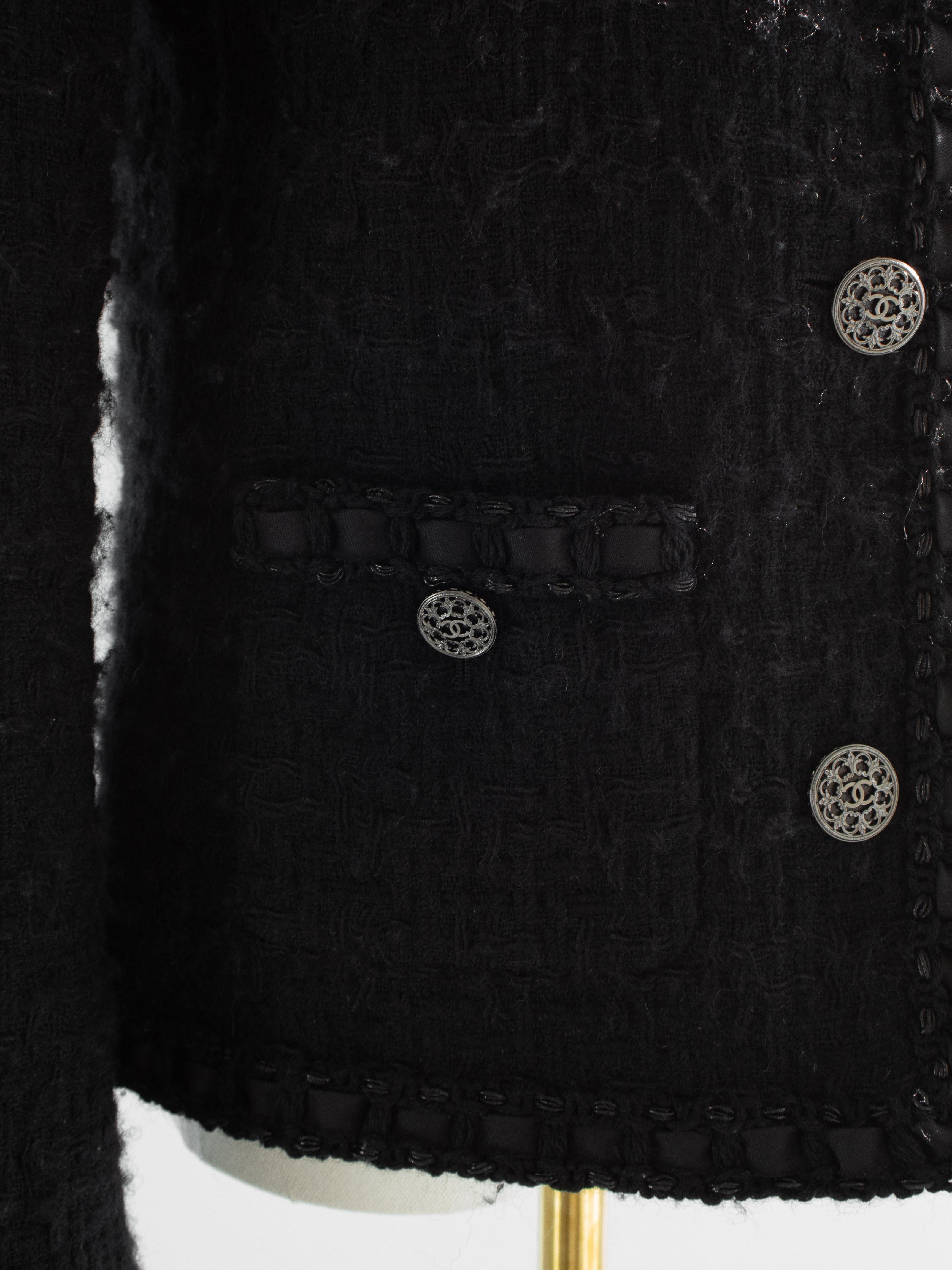 Seltene Chanel Pre-Fall 2016 Paris Rom Schwarz Wolle Tweed 16A LBJ Jacke 8