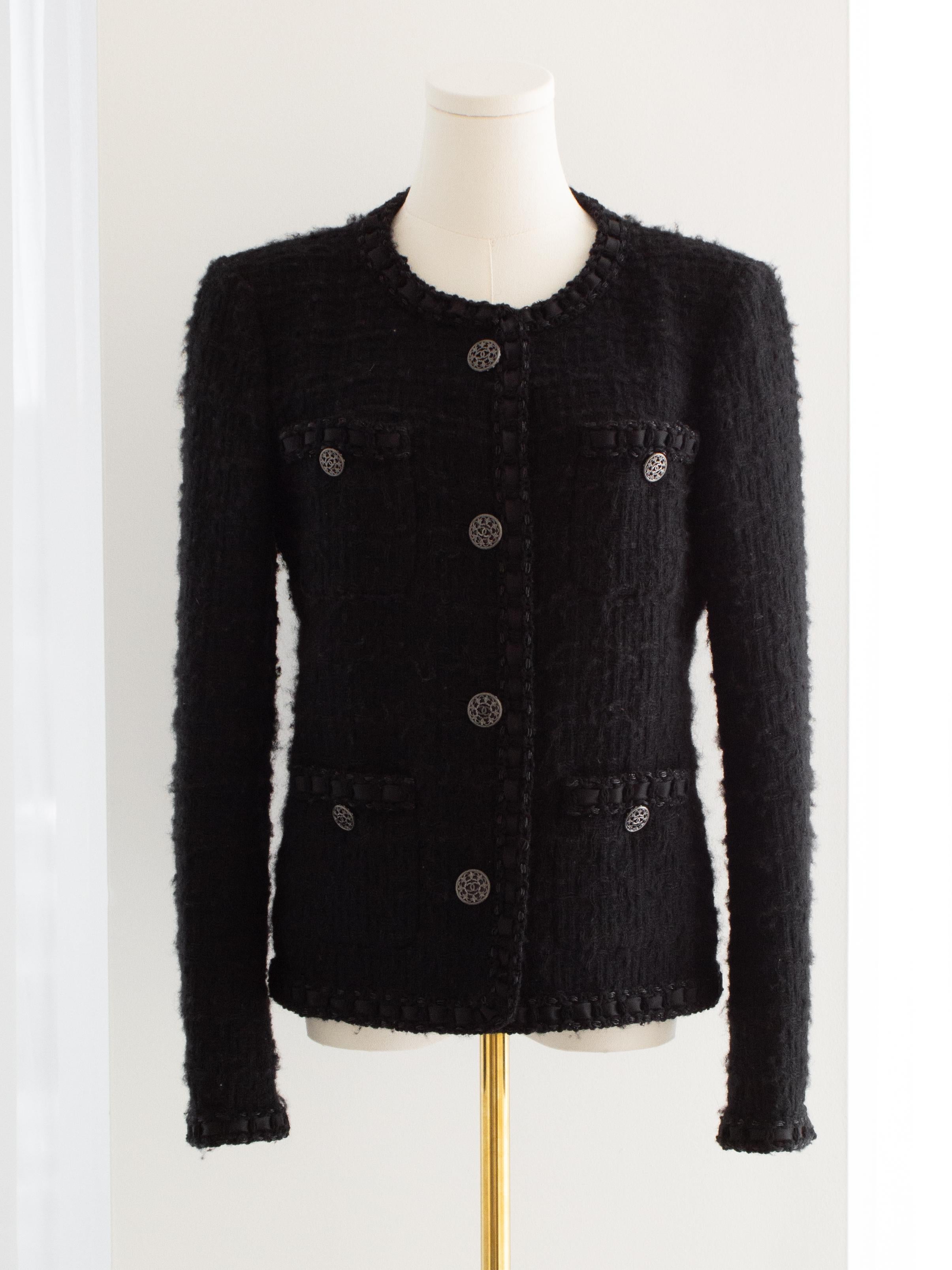 Seltene Chanel Pre-Fall 2016 Paris Rom Schwarz Wolle Tweed 16A LBJ Jacke Damen