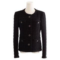 Rare Chanel Pre-Fall 2016 Paris Rome Black Wool Tweed 16A LBJ Jacket