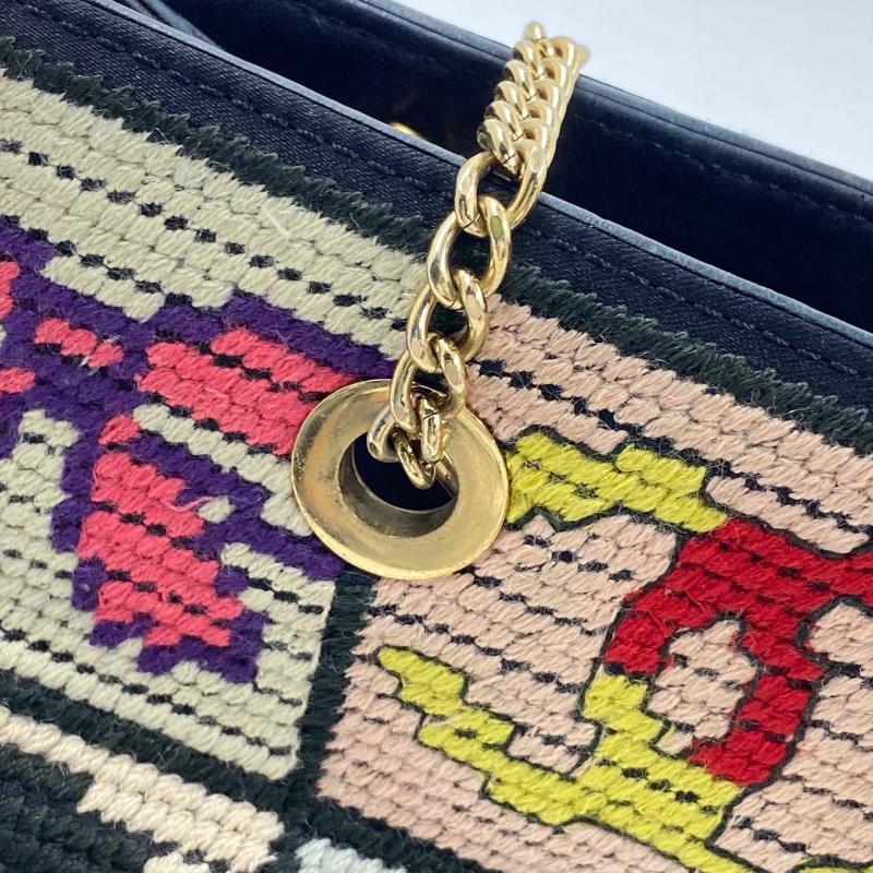 Rare Chanel Precious Symbols Needlepoint Shoulder Bag Shopper Tote 10