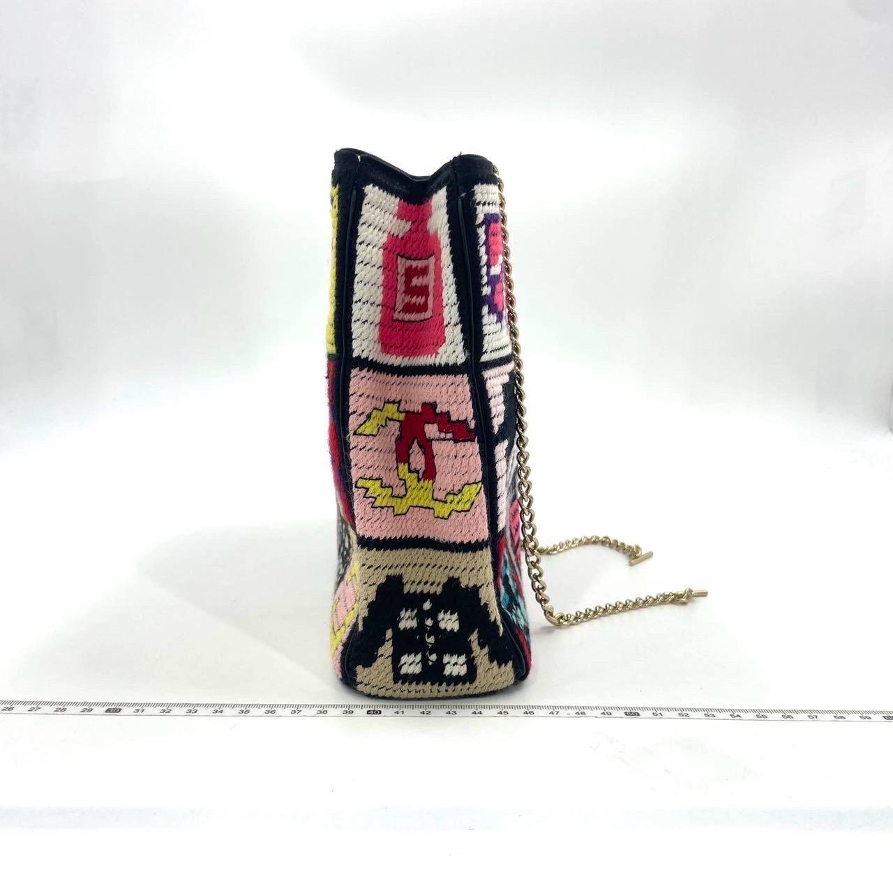 Rare Chanel Precious Symbols Needlepoint Shoulder Bag Shopper Tote For Sale 11