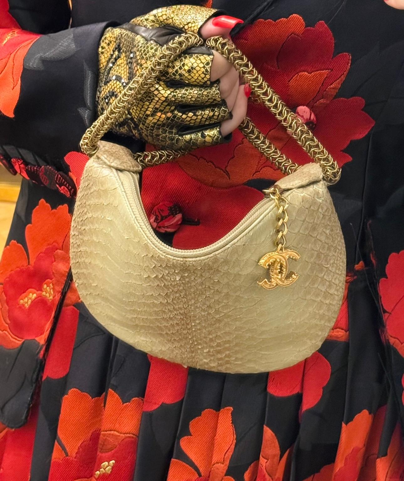 Rare Chanel Python Fortune Cookie 2012 collection bag For Sale 5