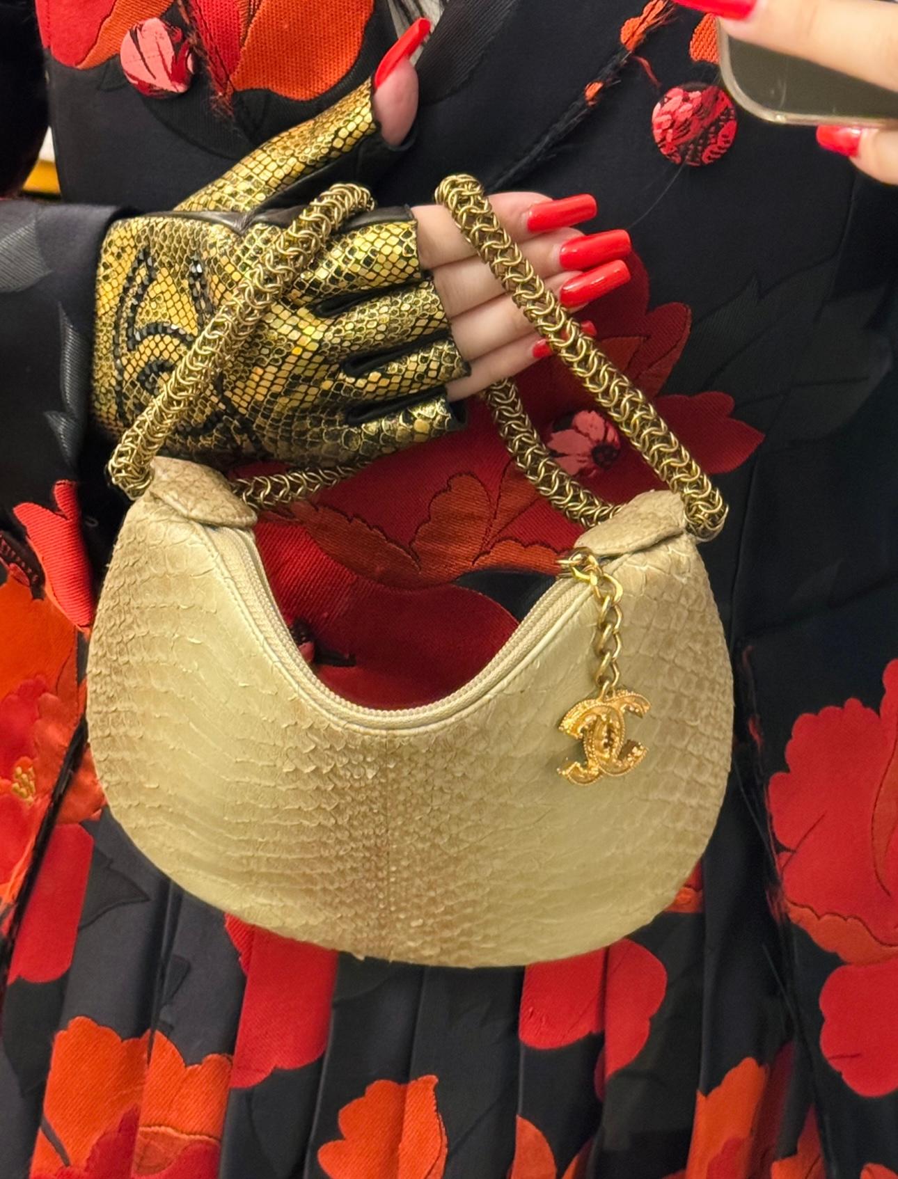 Brown Rare Chanel Python Fortune Cookie 2012 collection bag For Sale