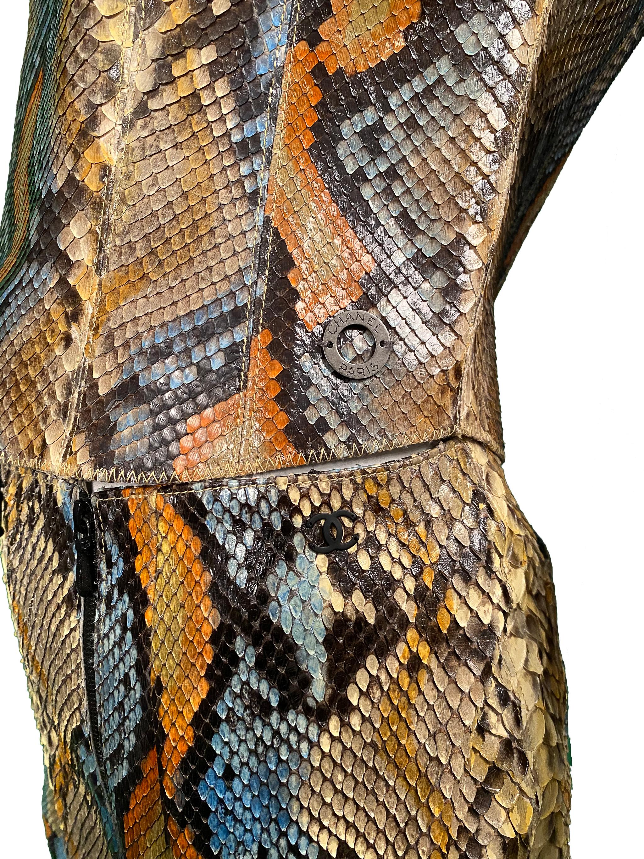 Rare Chanel Python Leather 2000 Runway Top & Pants Ensemble For Sale 5