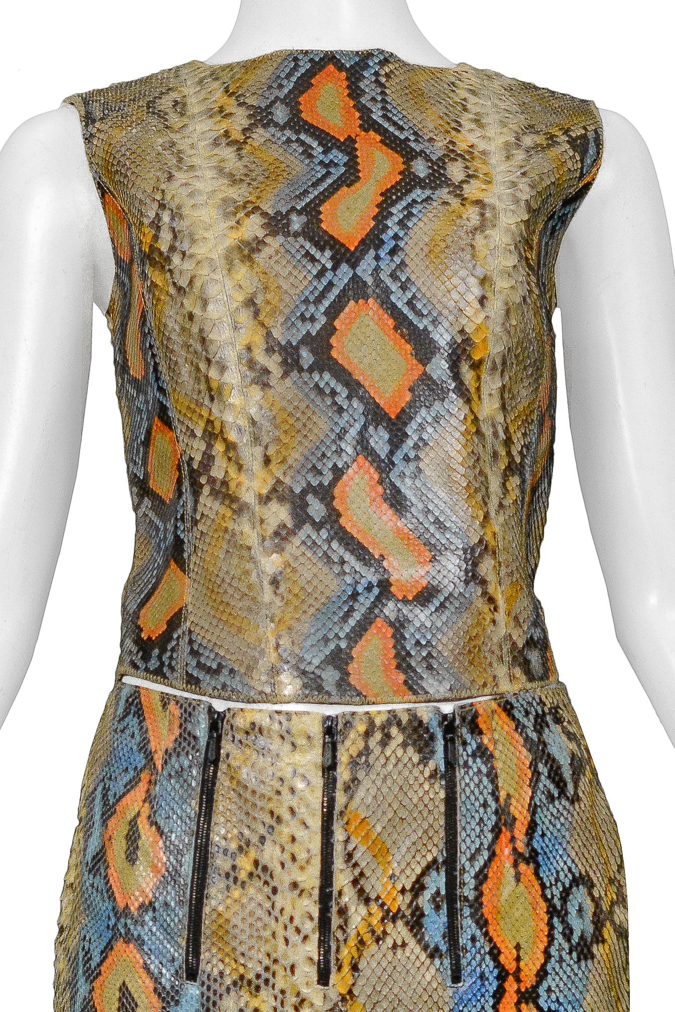 Rare Chanel Python Leather 2000 Runway Top & Pants Ensemble In Excellent Condition For Sale In Los Angeles, CA