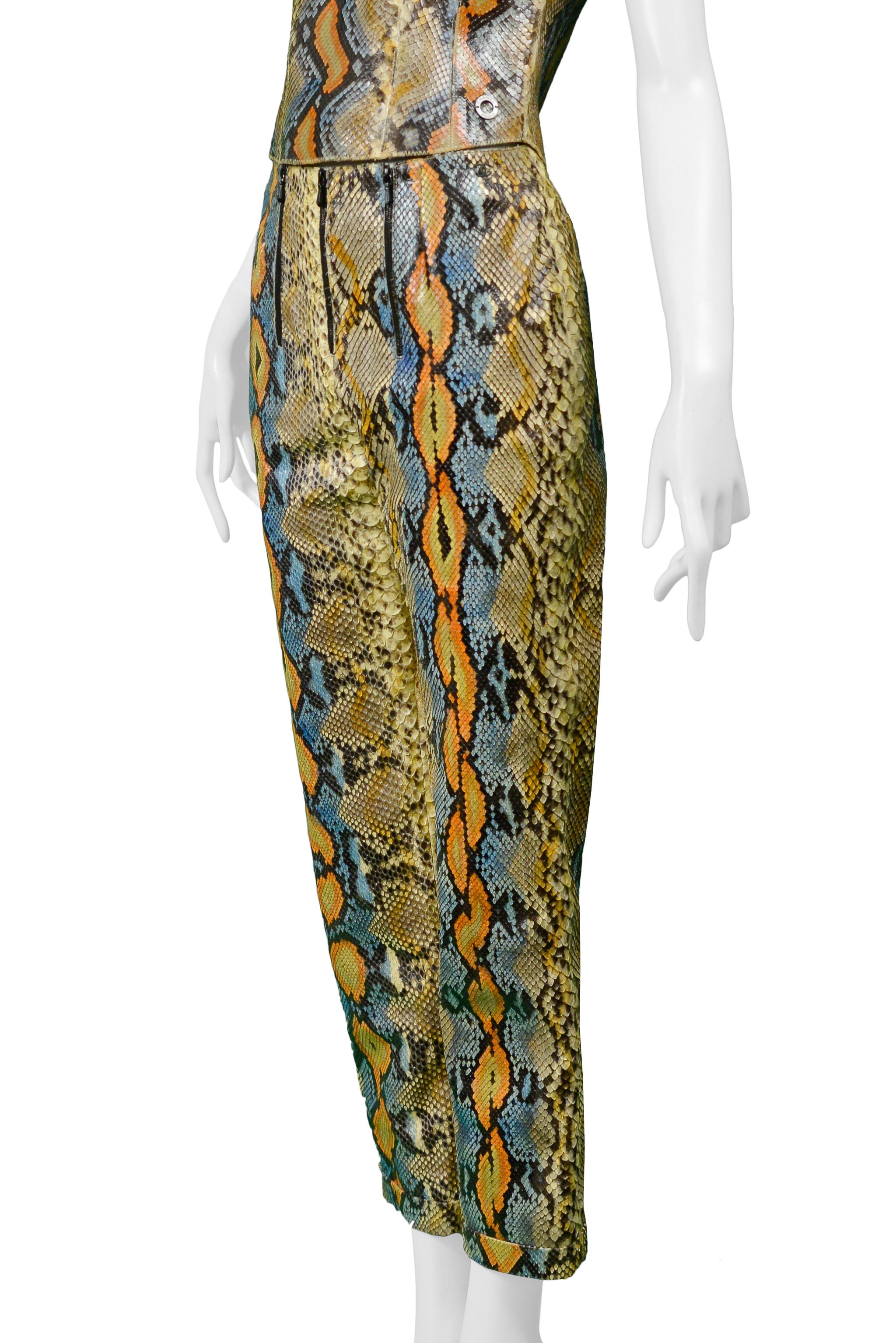 Rare Chanel Python Leather 2000 Runway Top & Pants Ensemble For Sale 1