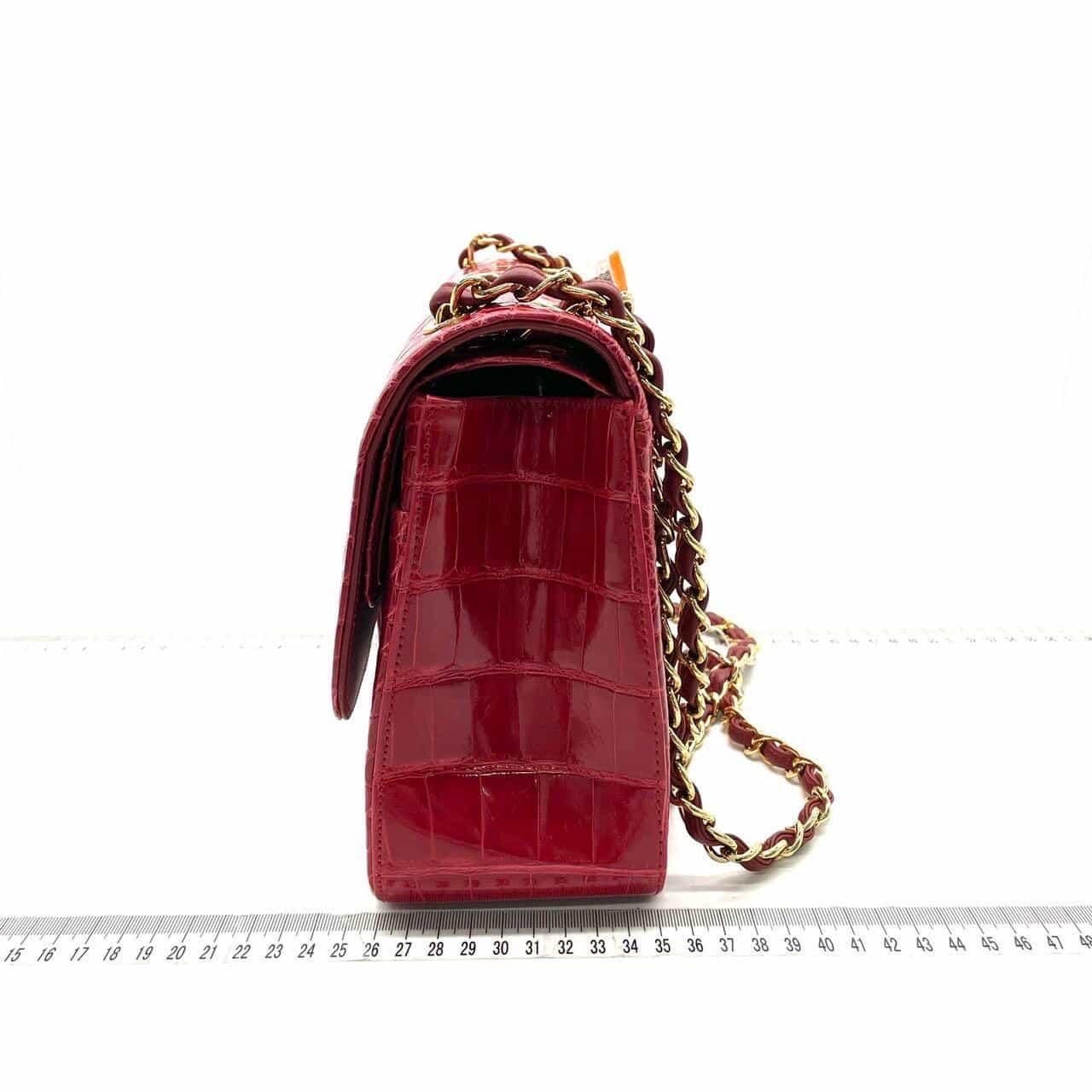 Seltene Chanel Rot Echt Alligator Jumbo Doppelklappe Handtasche mit GHW im Angebot 6
