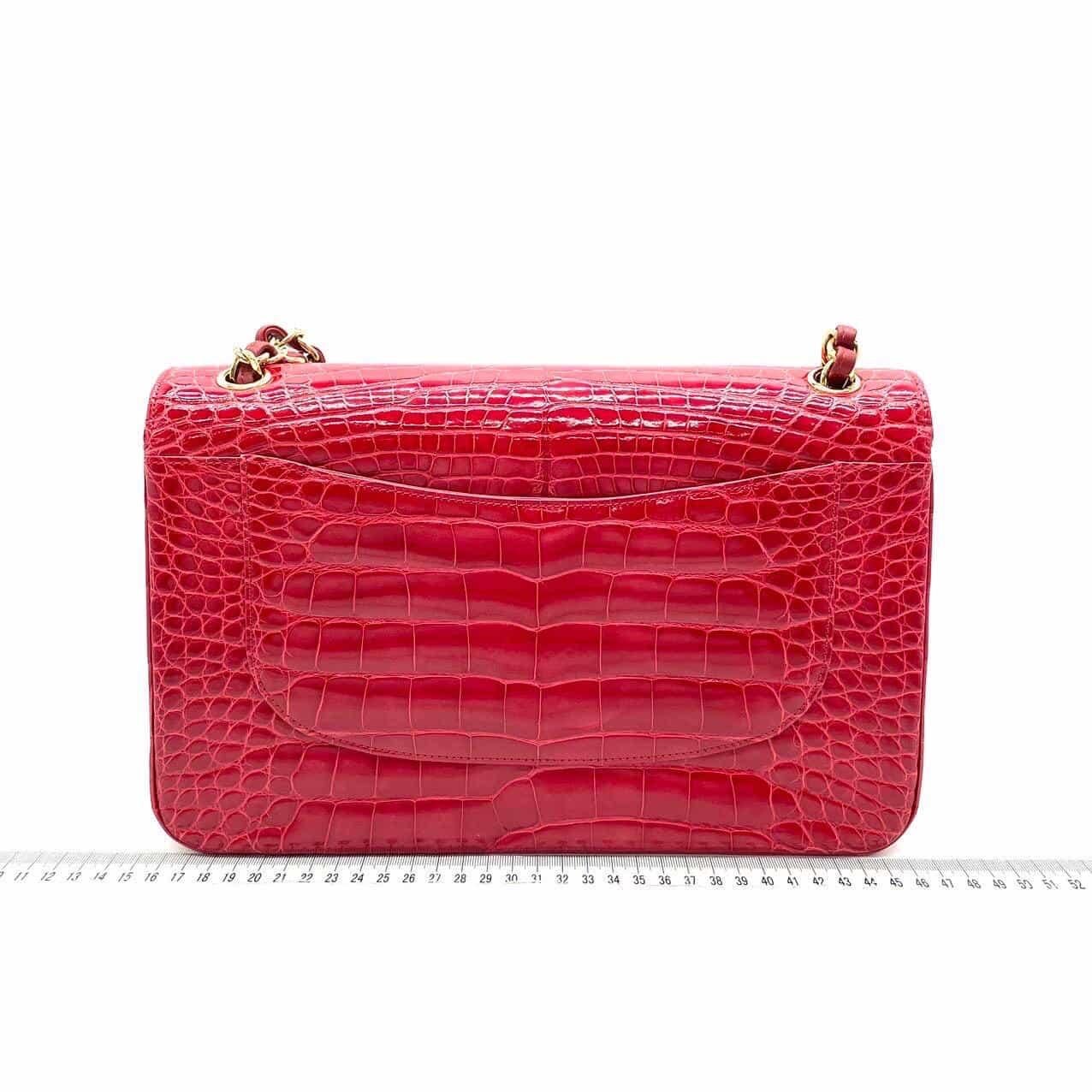 Seltene Chanel Rot Echt Alligator Jumbo Doppelklappe Handtasche mit GHW im Angebot 9
