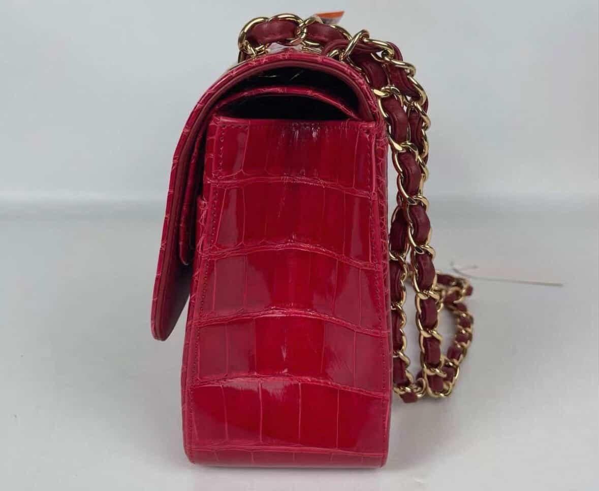 Seltene Chanel Rot Echt Alligator Jumbo Doppelklappe Handtasche mit GHW im Angebot 4