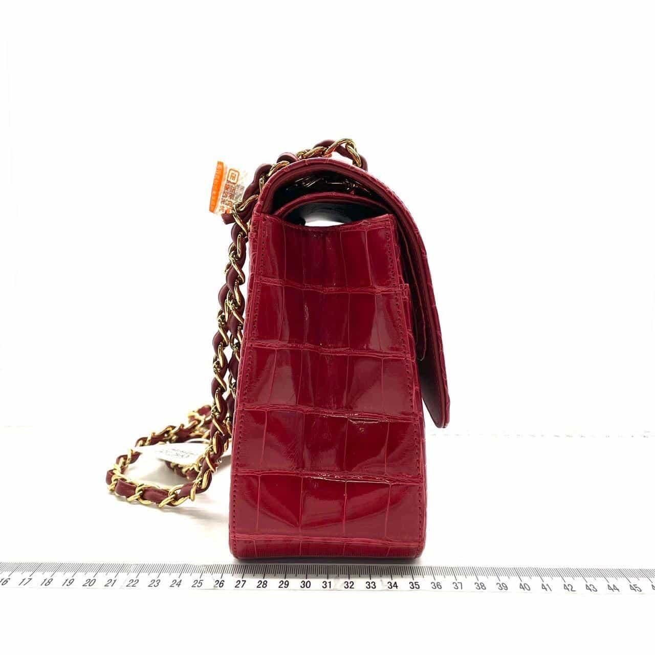 Seltene Chanel Rot Echt Alligator Jumbo Doppelklappe Handtasche mit GHW im Angebot 5