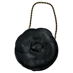Rare Chanel runway 2002 camelia leather and satin silk bag minaudière