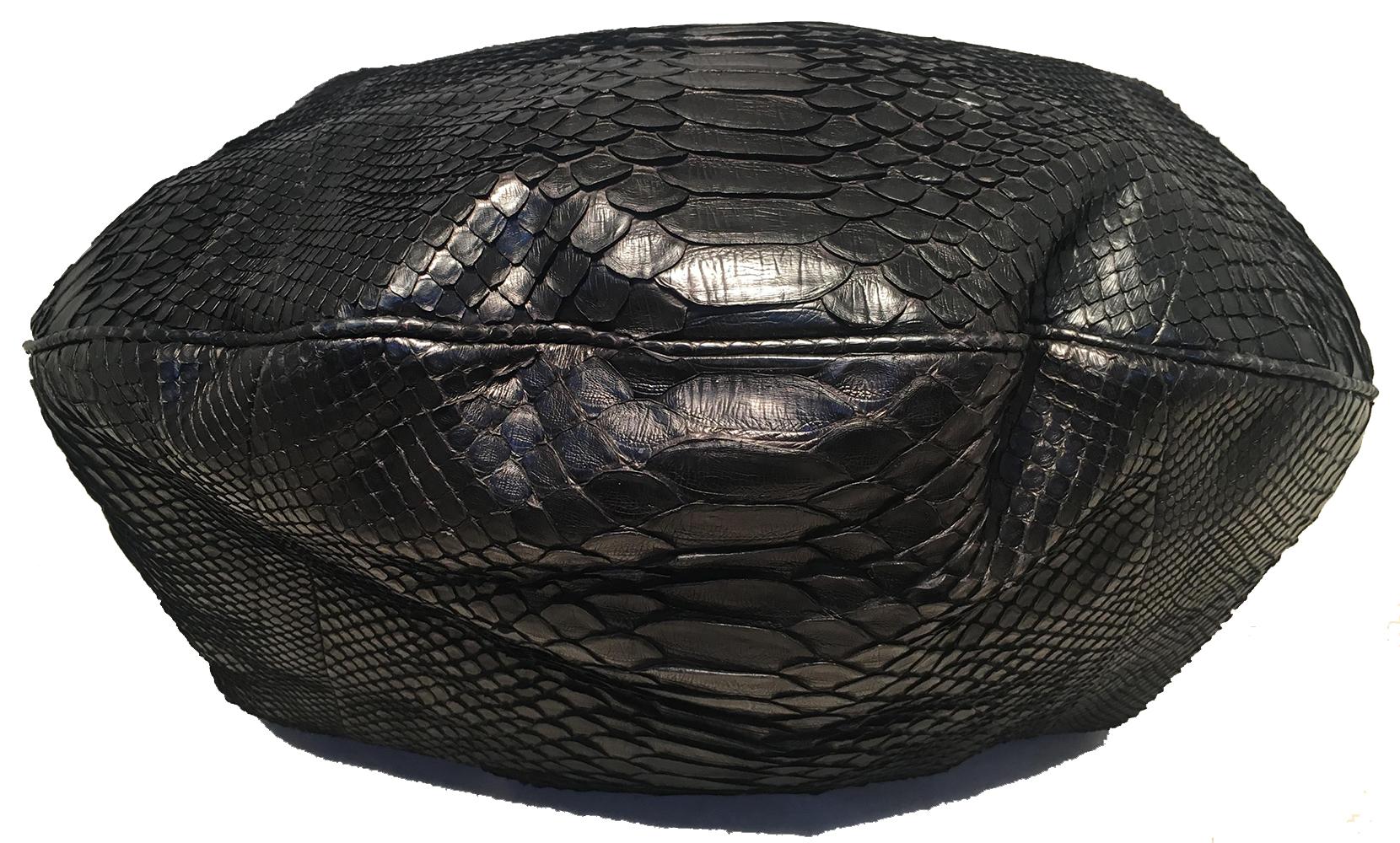 RARE Chanel Runway Black Python Snakeskin Hobo Shoulder Satchel Bag 1