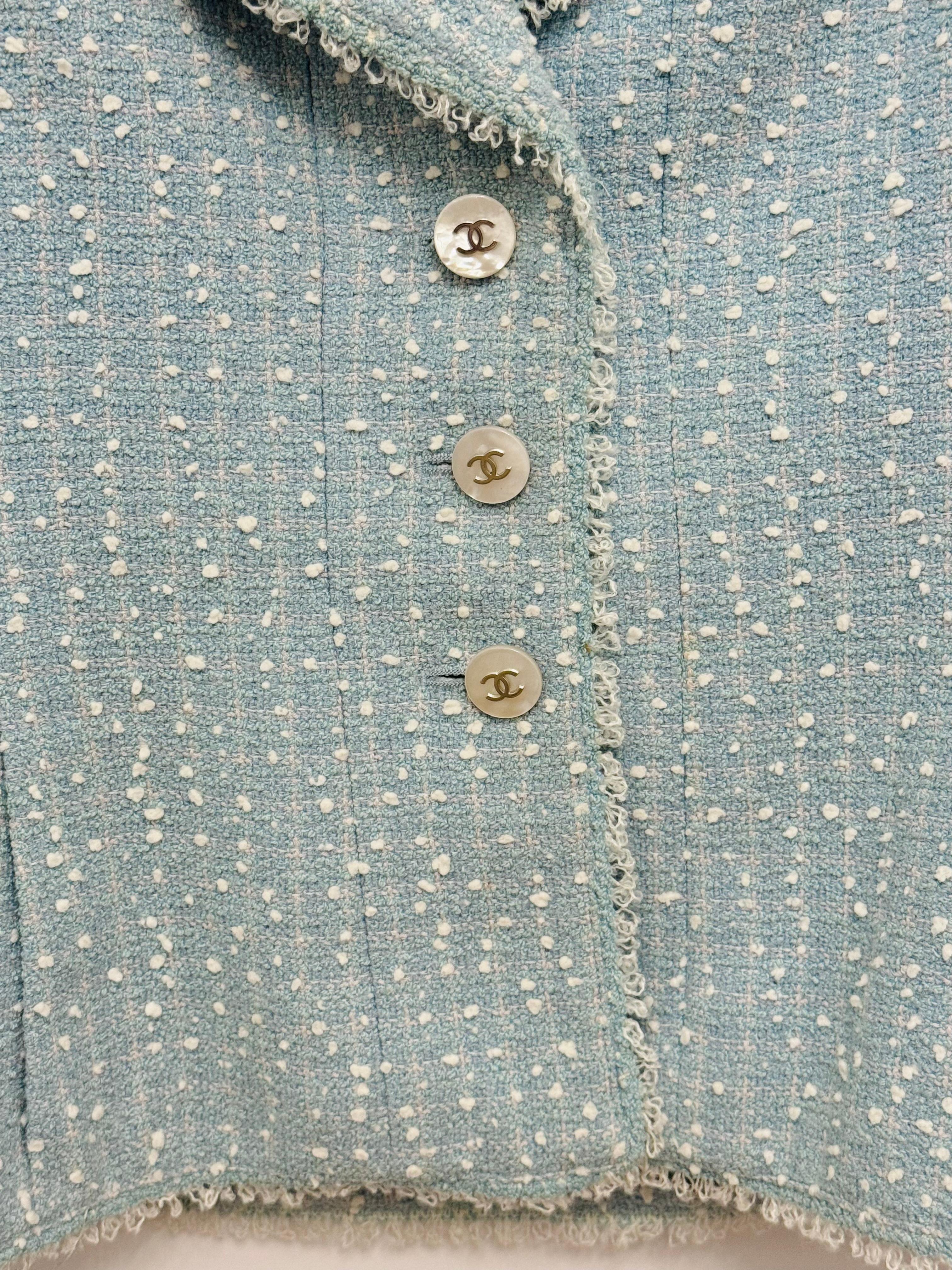 Raro abito Chanel P/E 1997 Principessa Lady Diana gonna blu cielo in vendita 12