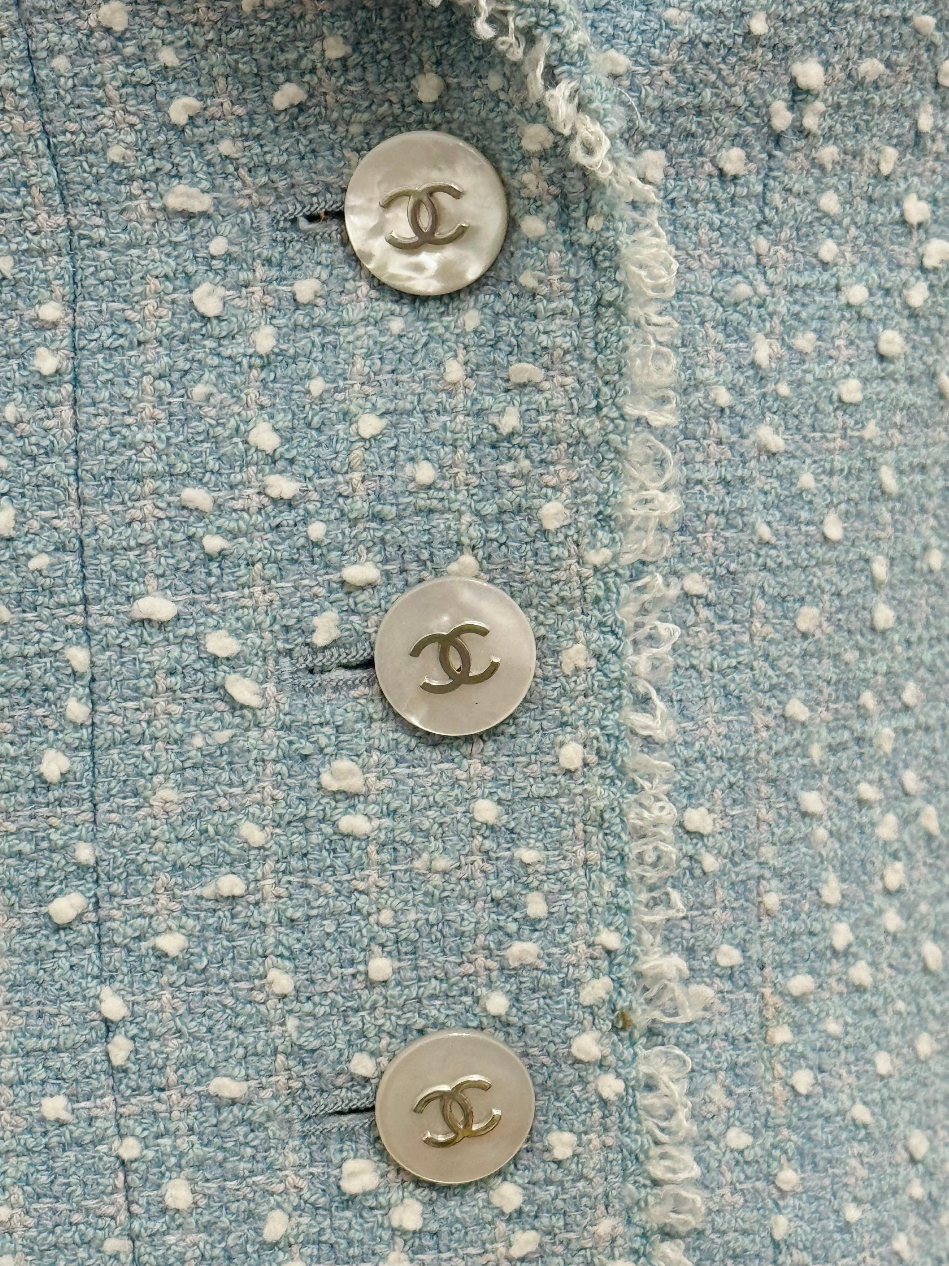 Grigio Raro abito Chanel P/E 1997 Principessa Lady Diana gonna blu cielo in vendita