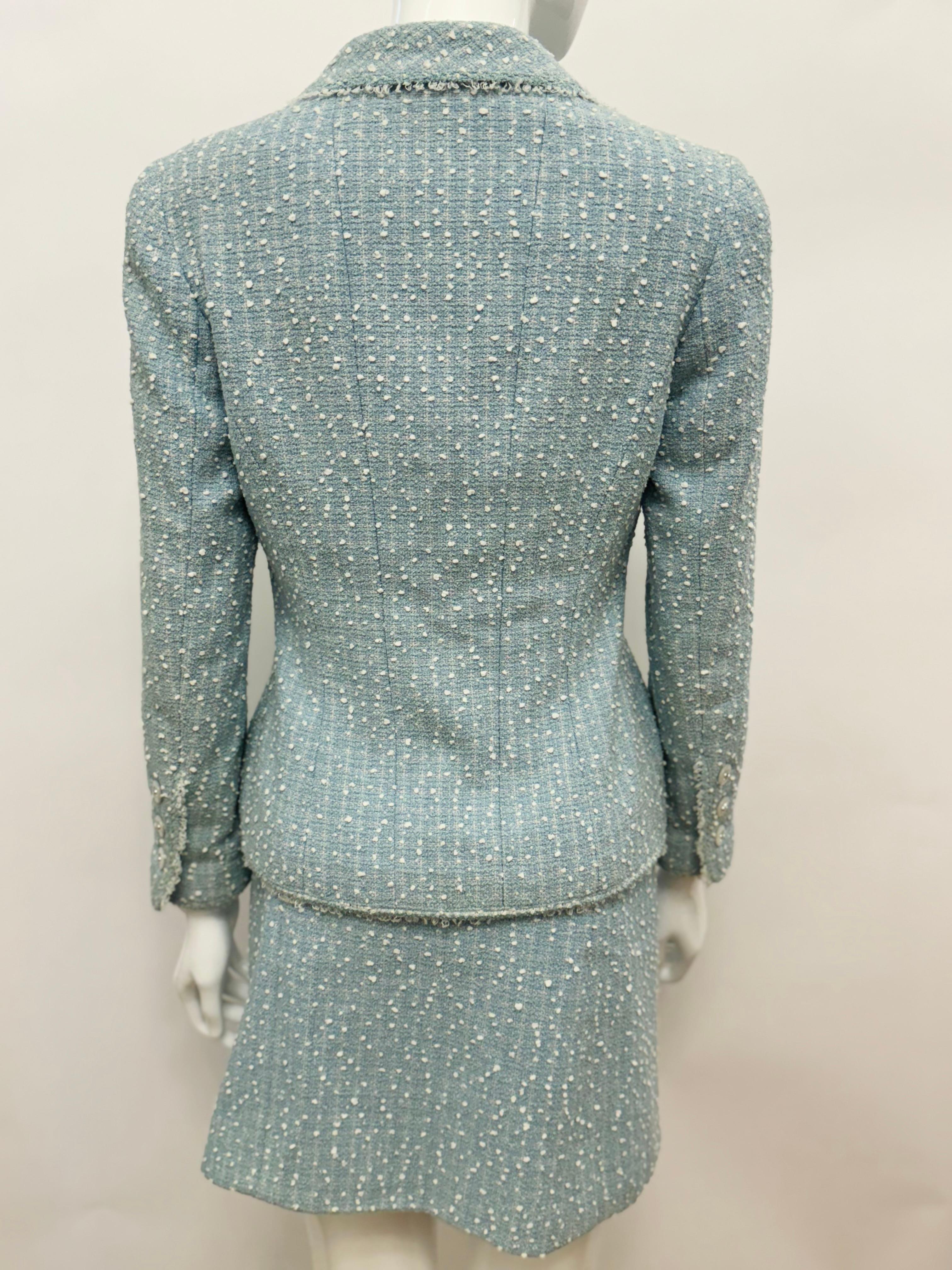 Raro abito Chanel P/E 1997 Principessa Lady Diana gonna blu cielo in vendita 4