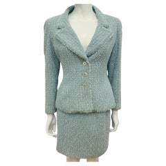 Rare Chanel S/S 1997 Princess Lady Diana sky blue suit skirt