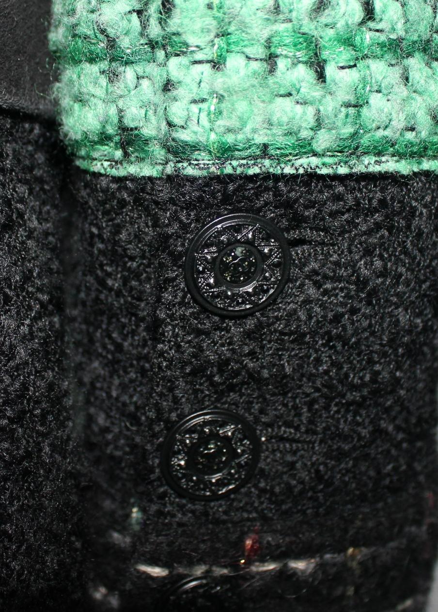 Donna Raro cappotto Chanel firmato Fantasy Tweed Crochet Knit Coat CC Logo Button 42