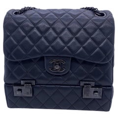 Rare Chanel "So Black" Quilted Lambskin Cockpit Flap Vanity Bag 2016