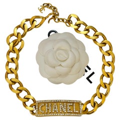 Rare Chanel Spring 1995 Barbie collection logo plate choker necklace