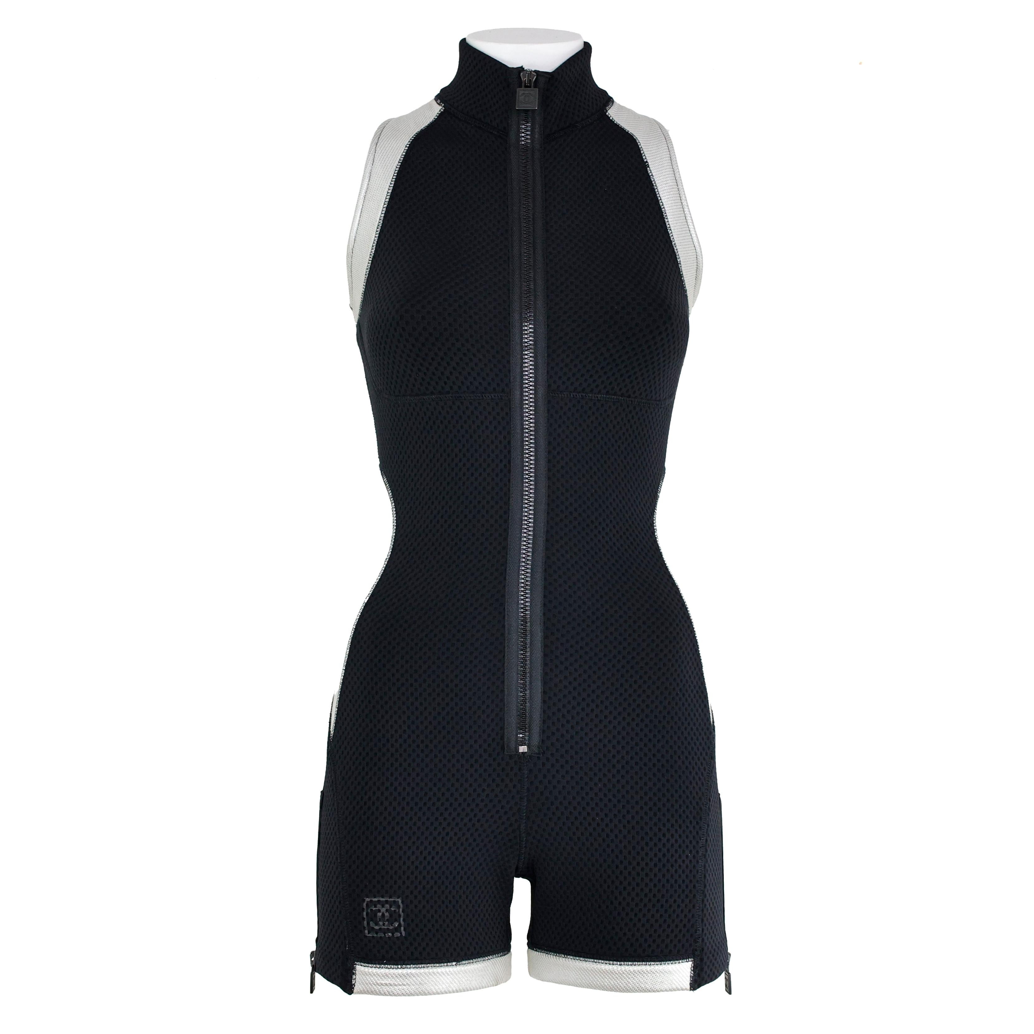 Black Rare Chanel SS 2007 Sport Collection Set Wetsuit + Jacket For Sale
