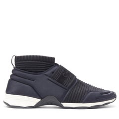 rare CHANEL Stretch Speed black logo strap sock knit high top sneakers EU42