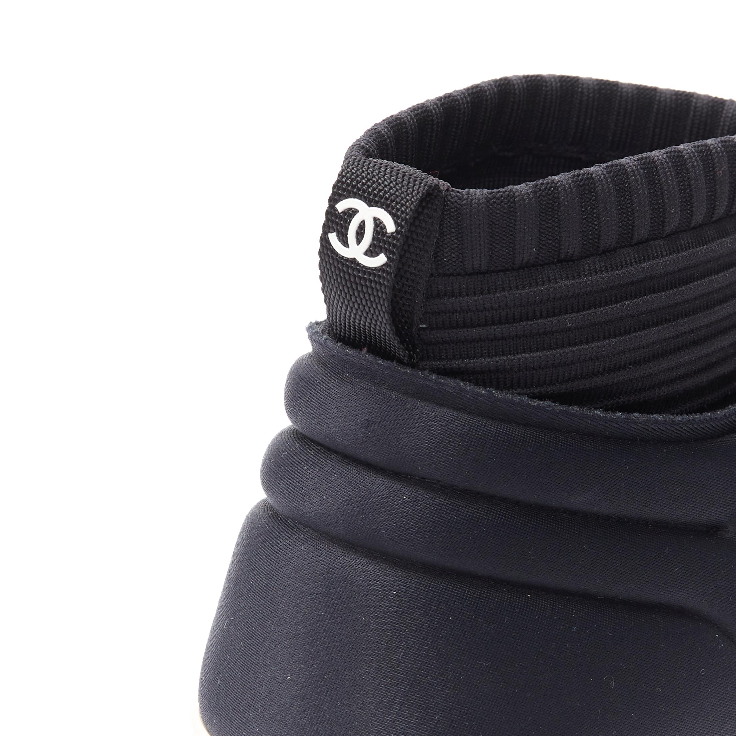 Men's rare CHANEL Stretch Speed black logo strap sock knit high top sneakers EU42