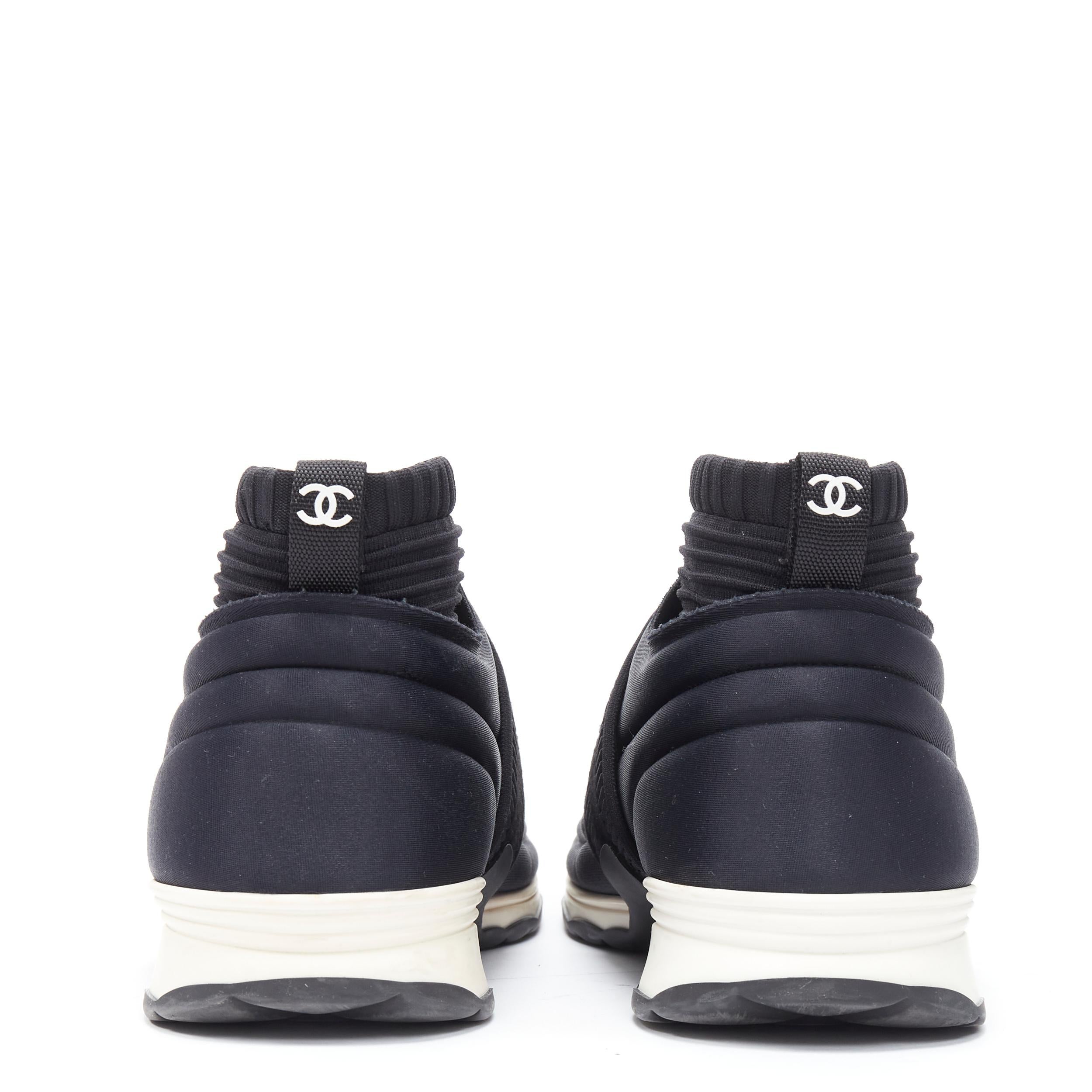 rare CHANEL Stretch Speed black logo strap sock knit high top sneakers EU42 1