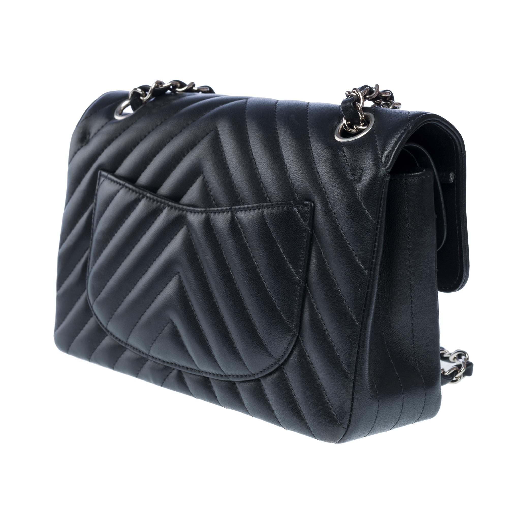 Women's Rare Chanel Timeless 23 shoulder bag in black chevrons quilted lambskin , PHW For Sale