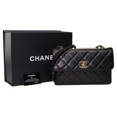 Rare Chanel Timeless/Classic Coco Trendy CC shoulder bag en cuir noir, GHW 