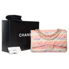 Used Rare Chanel Timeless Jumbo Flap Bag Watercolor Print quilted lambskin, MGHW
