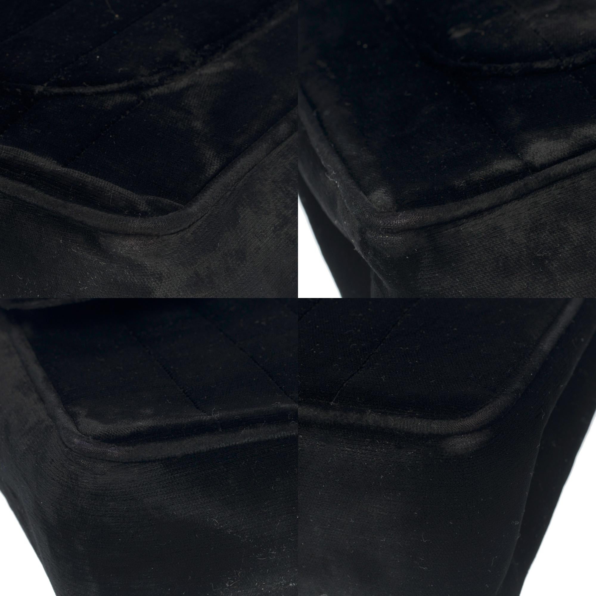 Rare Chanel Timeless Jumbo single flap shoulder bag in black quilted velvet, GHW 2