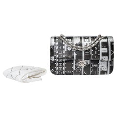 Rare Chanel Timeless Ladies First double flap shoulder bag in black&white , SHW