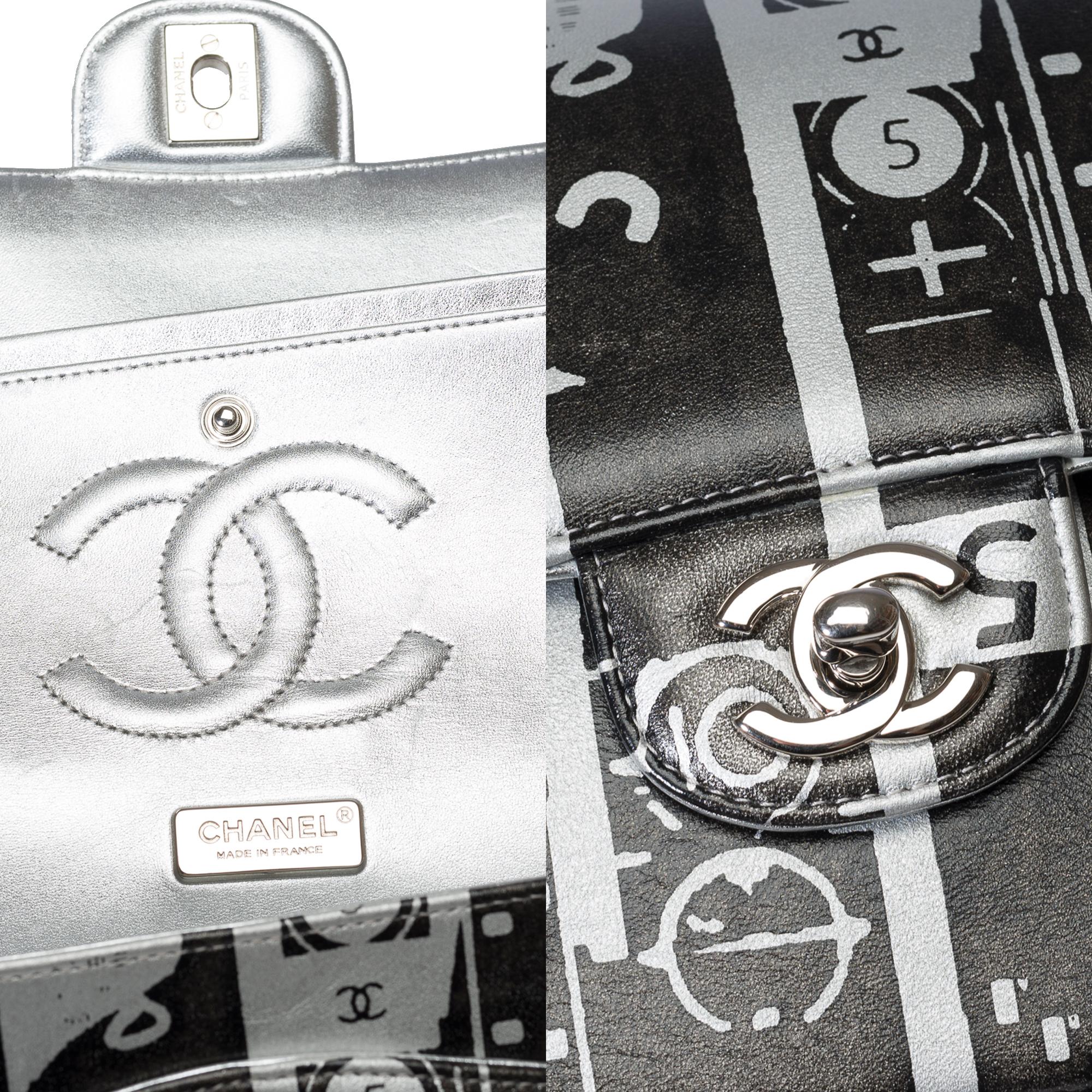Rare Chanel Timeless Ladies First double flap shoulder bag in black&white , SHW For Sale 3