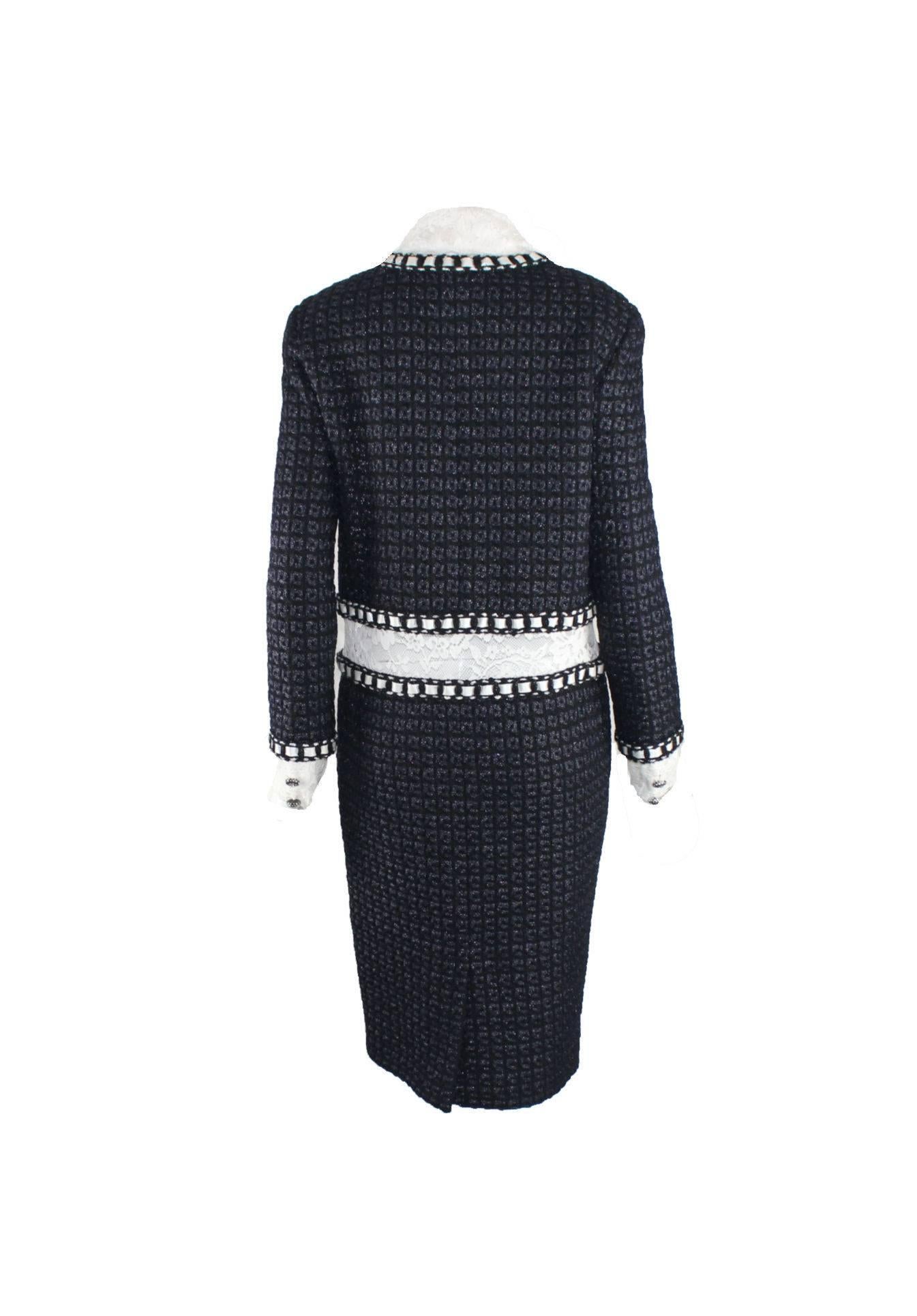 Rare Find!  
Gorgeous Timeless Classic  Chanel Lesage Tweed & Lace Dress  Designed By Karl Lagerfeld  
A True Chanel Piece That Should Be In Every Woman's Wardrobe   

Details:

    Beautiful CHANEL tweed & lace dress
    A true CHANEL signature