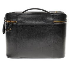 Rare Chanel Vanity Case in Caviar black leather with strap , gold hardware